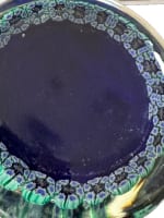 Ancien sulfure presse-papier francs-maçons maçonnique compas loge verre bleu - Miniature 3