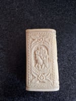 Ancienne boite tabatière art populaire travail de bagnard profil de femmes XIXe - Miniature 3