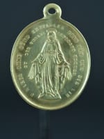 Antique bronze pendant religious medal St Odile patron saint of Alsace - Miniature 3