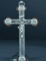 Antique rare Indo Portuguese religious cross crucifix silver 19e - Miniature 1