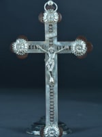 Antique rare Indo Portuguese religious cross crucifix silver 19e - Miniature 2