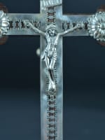 Antique rare Indo Portuguese religious cross crucifix silver 19e - Miniature 3