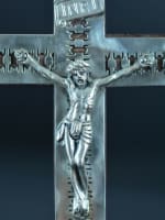 Antique rare Indo Portuguese religious cross crucifix silver 19e - Miniature 5