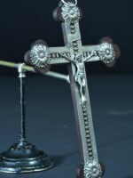 Antique rare Indo Portuguese religious cross crucifix silver 19e - Miniature 10