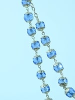 Large antique french rosary silver & blue glass all caped signed 1895 - Miniature 3