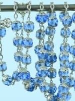 Large antique french rosary silver & blue glass all caped signed 1895 - Miniature 5