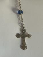 Large antique french rosary silver & blue glass all caped signed 1895 - Miniature 9