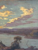 Ancien tableau breton marine vache ciel orange Bretagne attribué à Édouard Doigneau n°7 - Miniature 3