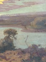 Ancien tableau breton marine vache ciel orange Bretagne attribué à Édouard Doigneau n°7 - Miniature 5