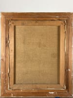 Tableau ancien art déco bouquet de fleurs pavots signé Lacombe cadre gradin - Miniature 10