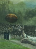 Ancienne lithographie sport équipe match rugby stade RWC 23 a rugby match Wollen - Miniature 11