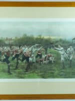 Ancienne lithographie sport équipe match rugby stade RWC 23 a rugby match Wollen - Miniature 14