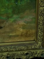 Ancien tableau portrait jeune paysanne normande paysage bord de mer sv Feyen - Miniature 11