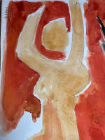 Dessin moderne Antonio Guanse nu couple dansant portrait bras levés 1961 - Miniature 4