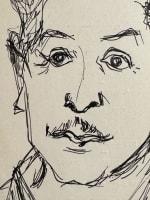 Ancien dessin encre portrait autoportrait Daniel DU JANERAND 1957 Menu - Miniature 3