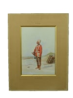 Tableau ancien Olivier Pichat orientaliste armé Napoléon retour Egypte portrait - Miniature 1