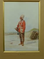 Tableau ancien Olivier Pichat orientaliste armé Napoléon retour Egypte portrait - Miniature 3