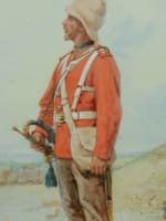 Tableau ancien Olivier Pichat orientaliste armé Napoléon retour Egypte portrait - Miniature 4