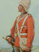 Tableau ancien Olivier Pichat orientaliste armé Napoléon retour Egypte portrait - Miniature 5