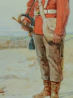 Tableau ancien Olivier Pichat orientaliste armé Napoléon retour Egypte portrait - Miniature 6