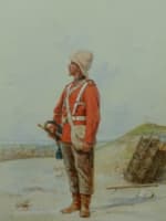 Tableau ancien Olivier Pichat orientaliste armé Napoléon retour Egypte portrait - Miniature 9