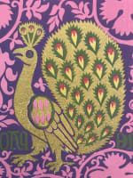 Ancienne gravure lithographie couleurs étoffe chasuble Dominique Toulouse XIXe - Miniature 1