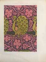 Ancienne gravure lithographie couleurs étoffe chasuble Dominique Toulouse XIXe - Miniature 4