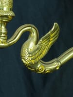 Ancienne applique lampe bronze doré cariatide athénienne Grèce antique cygne x 3 - Miniature 8