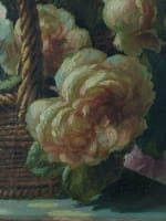 Tableau ancien bouquet de roses panier marbre paysage signé Boucher Lyon XIXe - Miniature 7