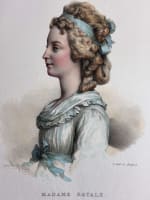 Ancienne gravure portrait Madame Royale de profil couleurs Louis XVI Delpech - Miniature 3
