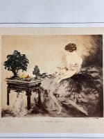 Ancienne estampe portrait élégante Le jardin Japonais Louis Icart art déco - Miniature 2