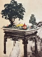 Ancienne estampe portrait élégante Le jardin Japonais Louis Icart art déco - Miniature 3