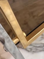 Belle table console design bronze vintage doré plateau verre st Willy Rizzo - Miniature 7