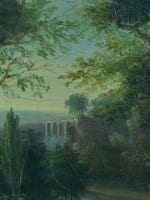 Tableau ancien paysage cascade aqueduc ruine romaine école lyonnaise XIXe cadre - Miniature 7