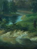 Tableau ancien paysage cascade aqueduc ruine romaine école lyonnaise XIXe cadre - Miniature 8