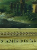 Tableau ancien paysage cascade aqueduc ruine romaine école lyonnaise XIXe cadre - Miniature 10