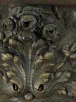 Spectaculaire parement ancien bois sculpté fleur rose baroque godrons frise 2M - Miniature 4