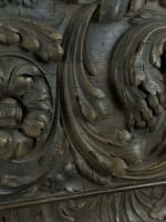 Spectaculaire parement ancien bois sculpté fleur rose baroque godrons frise 2M - Miniature 6