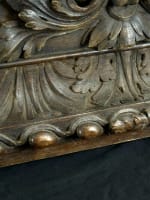 Spectaculaire parement ancien bois sculpté fleur rose baroque godrons frise 2M - Miniature 8