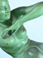 Grande statue art déco portrait de jeune femme nue Merval 85 cm terre cuite - Miniature 6