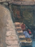 Beau tableau ancien paysage vue d'Annecy animé vieux pont Paul Barian 1900 - Miniature 2