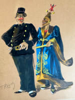 Ancien tableau infanterie de marine Tonkin colonie caricature Robert 19e x 3 - Miniature 1