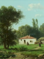 Tableau ancien Alfred Godchaux paysage animé montagne vallée rivière printemps - Miniature 3