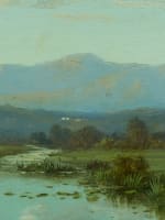 Tableau ancien Alfred Godchaux paysage animé montagne vallée rivière printemps - Miniature 9