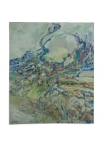Ancien grand tableau abstraction Annie Cardin huile sur toile 1982 Bogratchew - Miniature 1