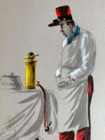 Ancien tableau pipe turque tabac narguilé chicha collection signé Robert XIXe - Miniature 7