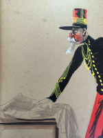 Ancien tableau militaria portrait militaire mariage Caen caricature Robert x 3 - Miniature 2