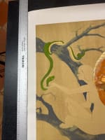Lithographie nue Ève serpent Chrysalide arbre pomme érotisme 1970 Alloueteau - Miniature 6