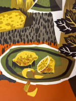 Lithographie moderne Ara nature morte tapisserie Jean Claude Bissery 1970 vintag - Miniature 4