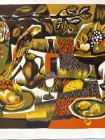 Lithographie moderne Ara nature morte tapisserie Jean Claude Bissery 1970 vintag - Miniature 5